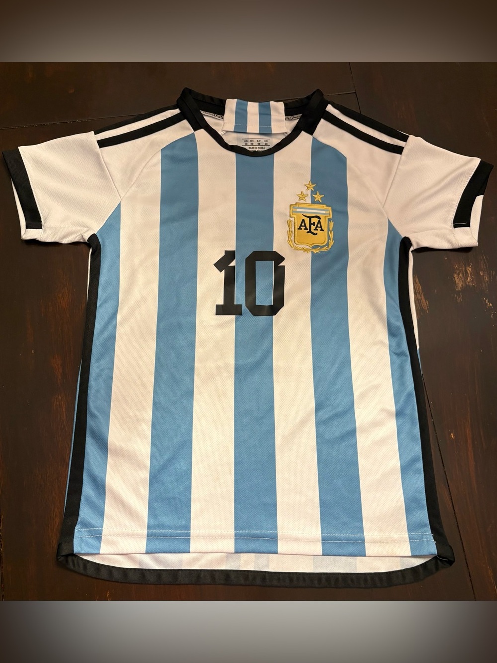 Kids Messi Jersey Shirt- Youth 6-7yr. Blue/Gold/White- BRAND NEW-